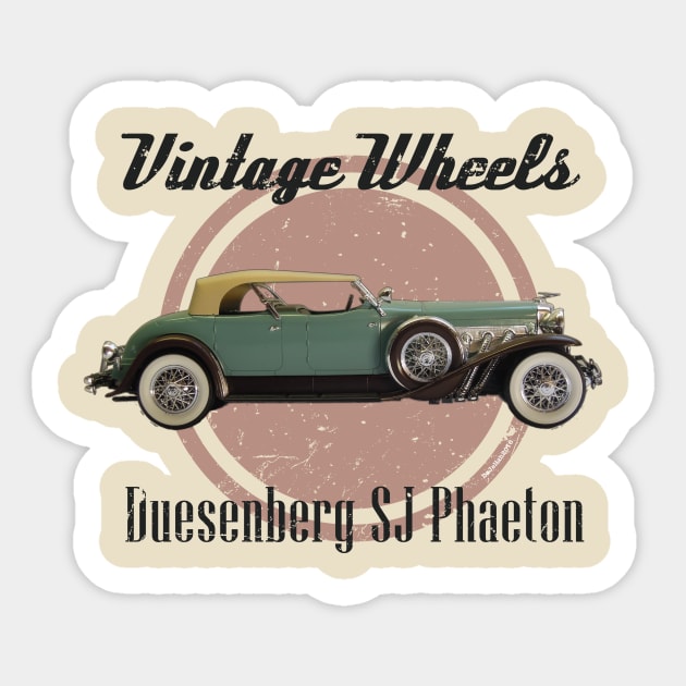 Vintage Wheels - Duesenberg SJ Phaeton Sticker by DaJellah